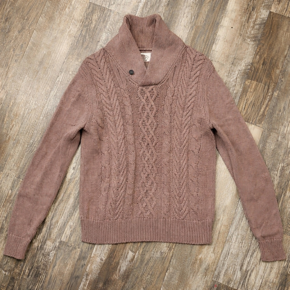 St. John’s Bay Men’s Cable Knit Shawl Collar Grandpa Button Closure Sweater Wint